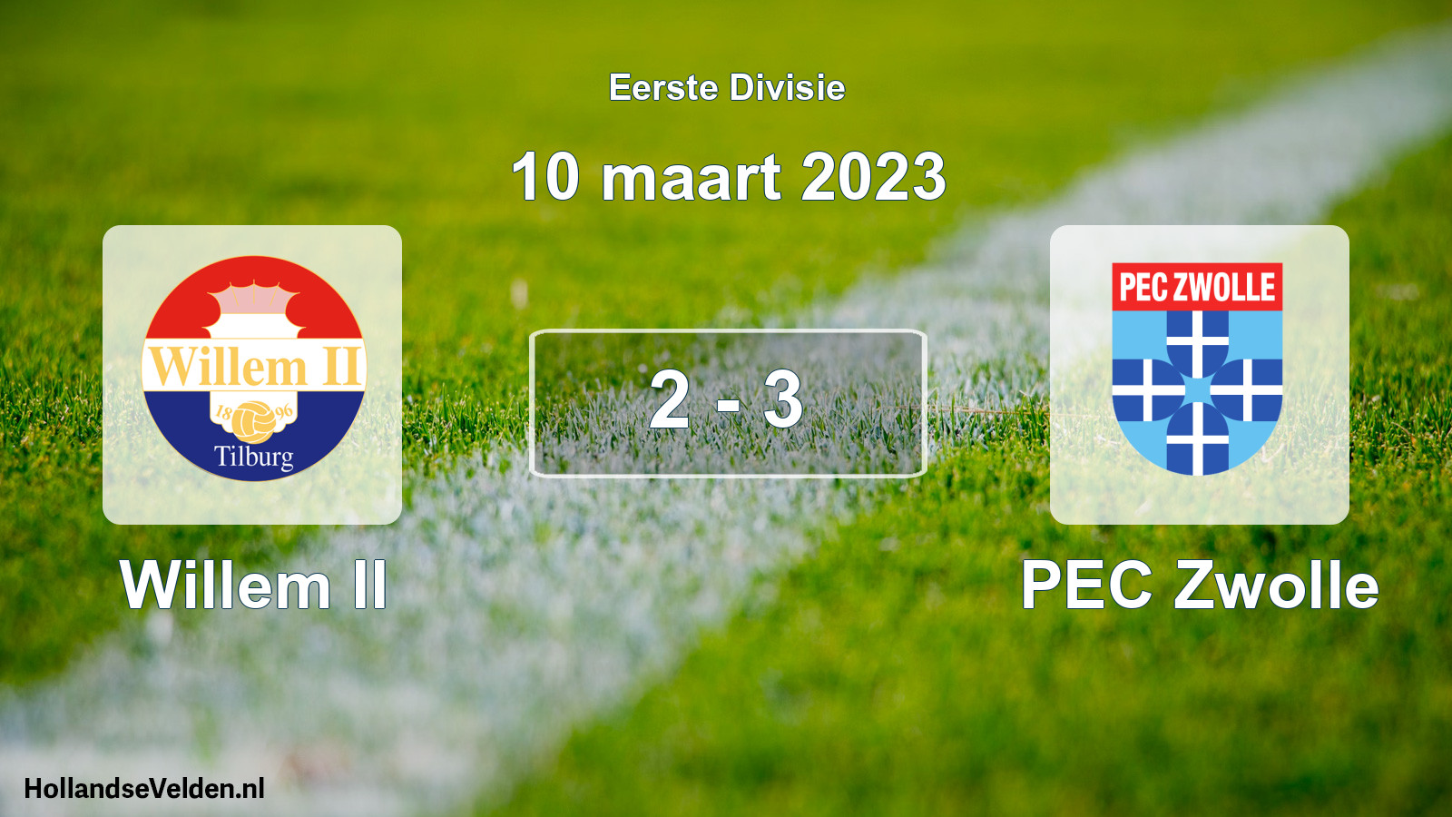 Gespeelde wedstrijd: Willem II - PEC Zwolle 2 - 3 (10 maart 2023)