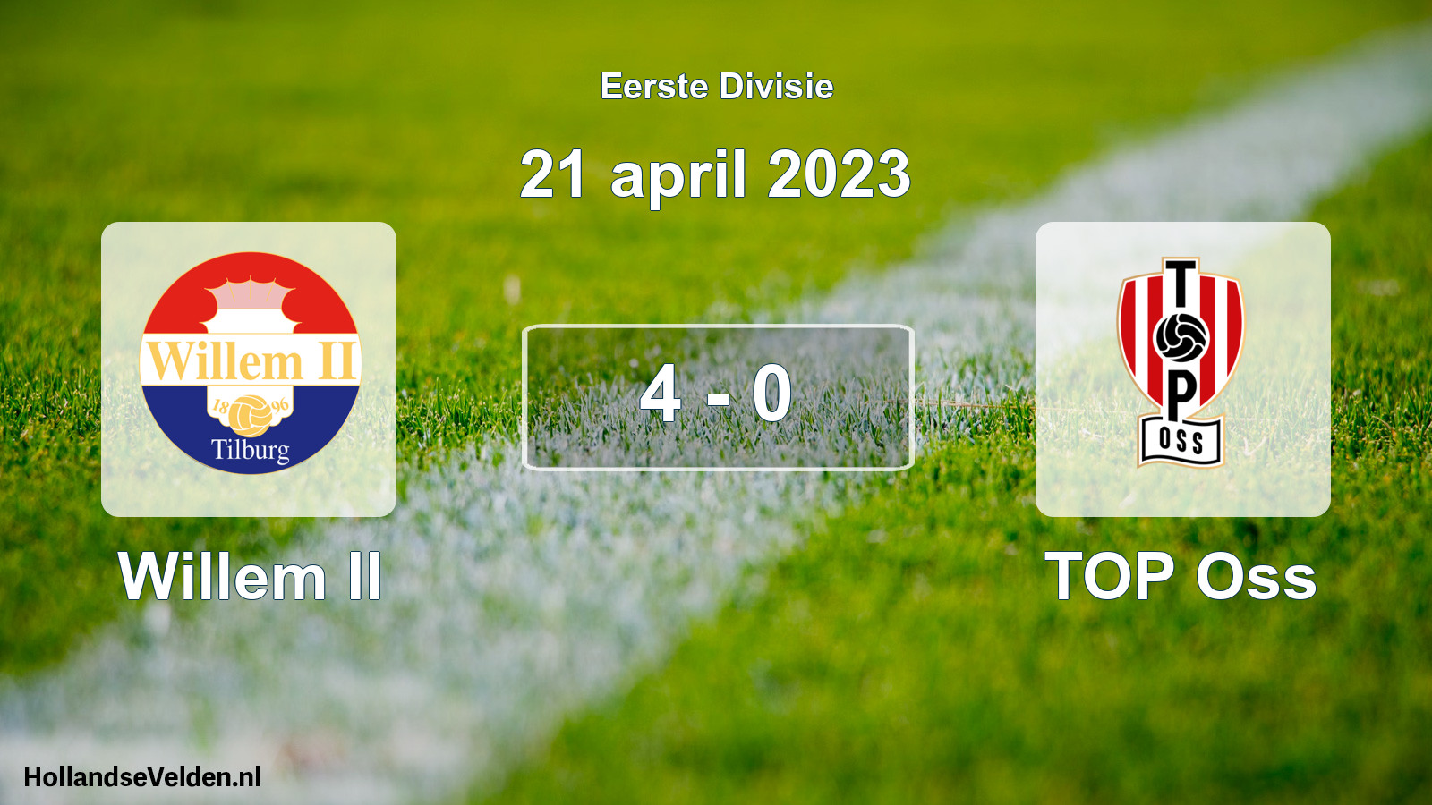 Gespeelde wedstrijd: Willem II - TOP Oss 4 - 0 (21 april 2023)