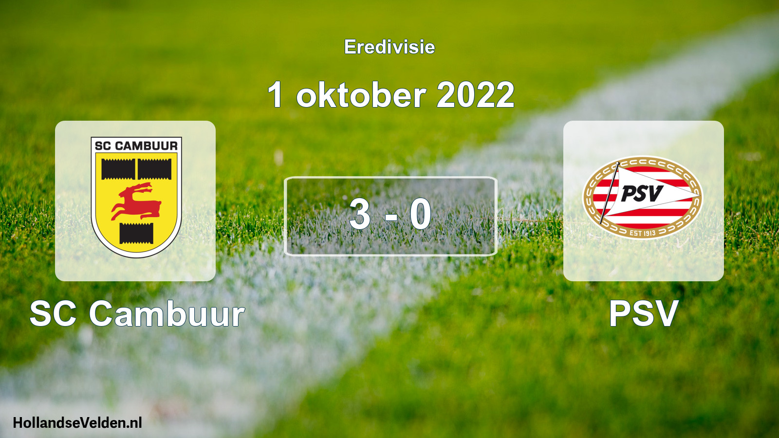 Gespeelde wedstrijd: SC Cambuur - PSV 3 - 0 (1 oktober 2022)