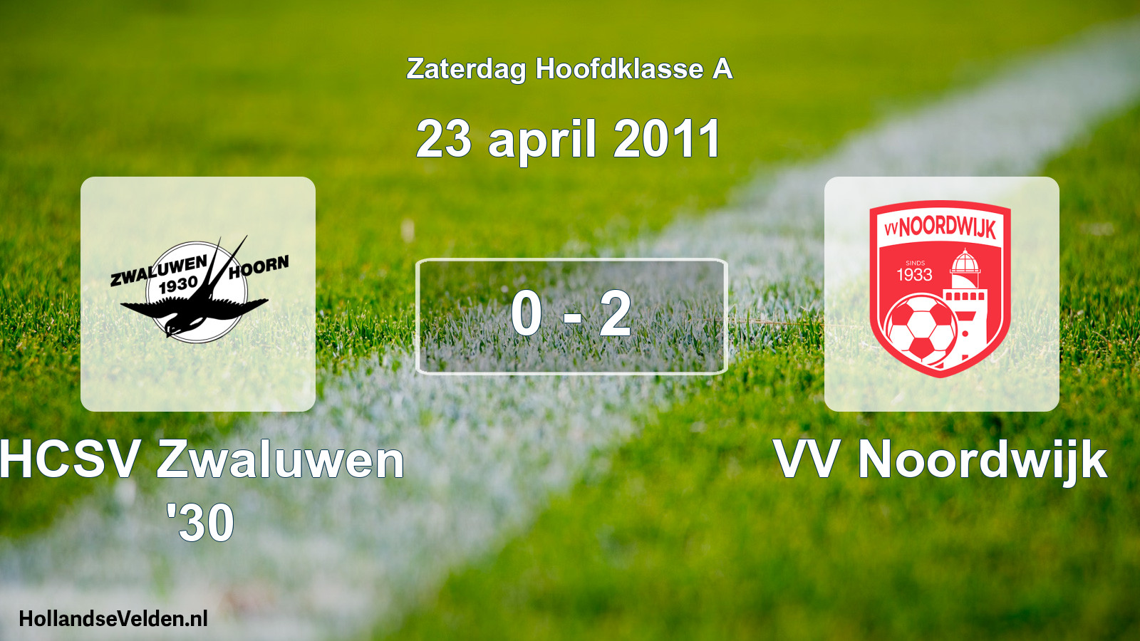 Gespeelde wedstrijd: HCSV Zwaluwen '30 - VV Noordwijk 0 - 2 (23 april 2011)