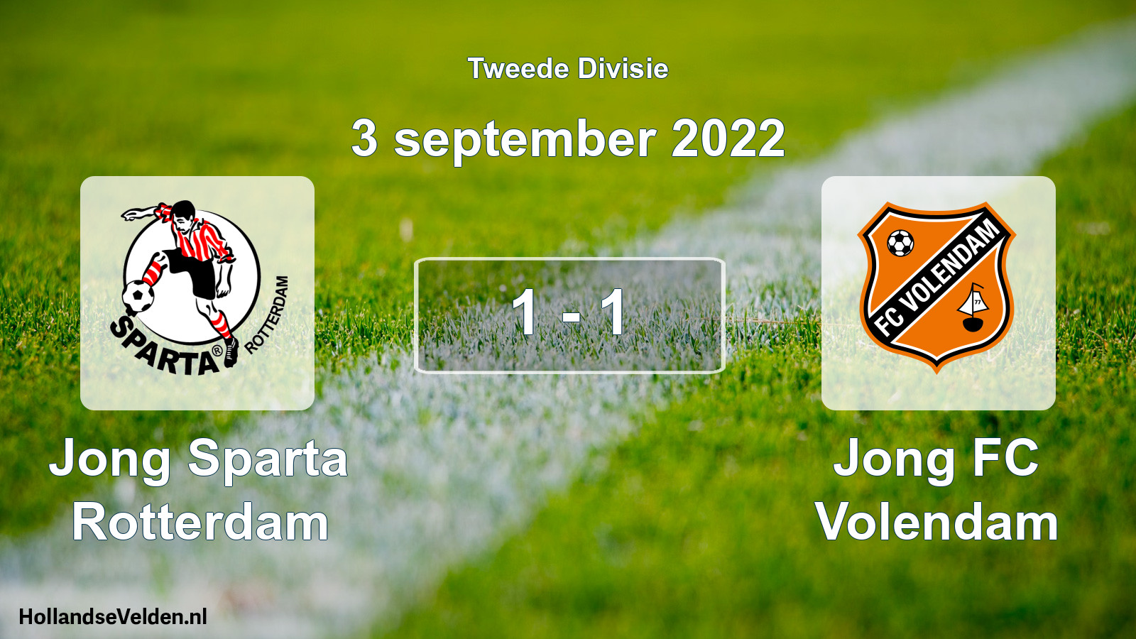 Gespeelde wedstrijd: Jong Sparta Rotterdam - Jong FC Volendam 1 - 1 (3 september 2022)