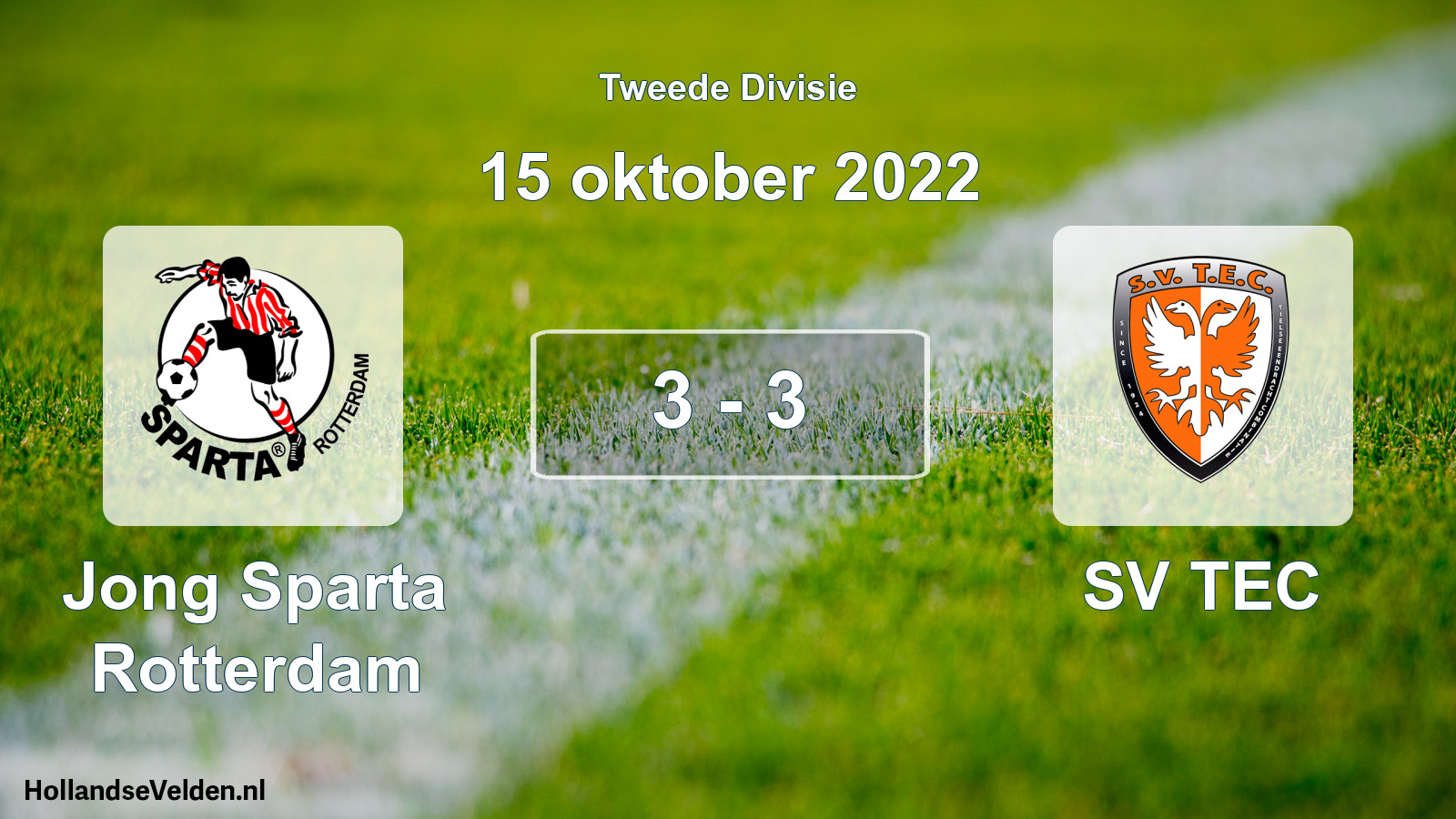 Gespeelde wedstrijd: Jong Sparta Rotterdam - SV TEC 3 - 3 (15 oktober 2022)