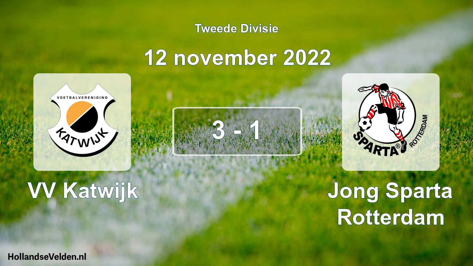 Gespeelde wedstrijd: VV Katwijk - Jong Sparta Rotterdam 3 - 1 (12 november 2022)