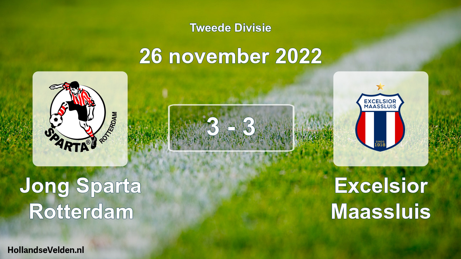 Gespeelde wedstrijd: Jong Sparta Rotterdam - Excelsior Maassluis 3 - 3 (26 november 2022)