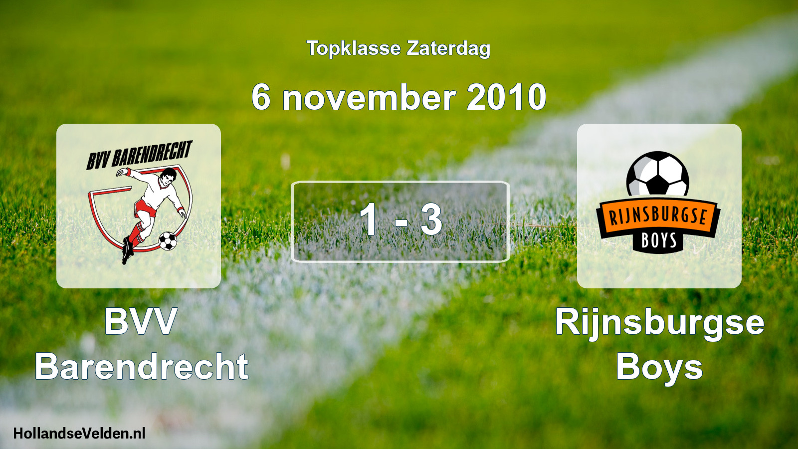 Gespeelde wedstrijd: BVV Barendrecht - Rijnsburgse Boys 1 - 3 (6 november 2010)