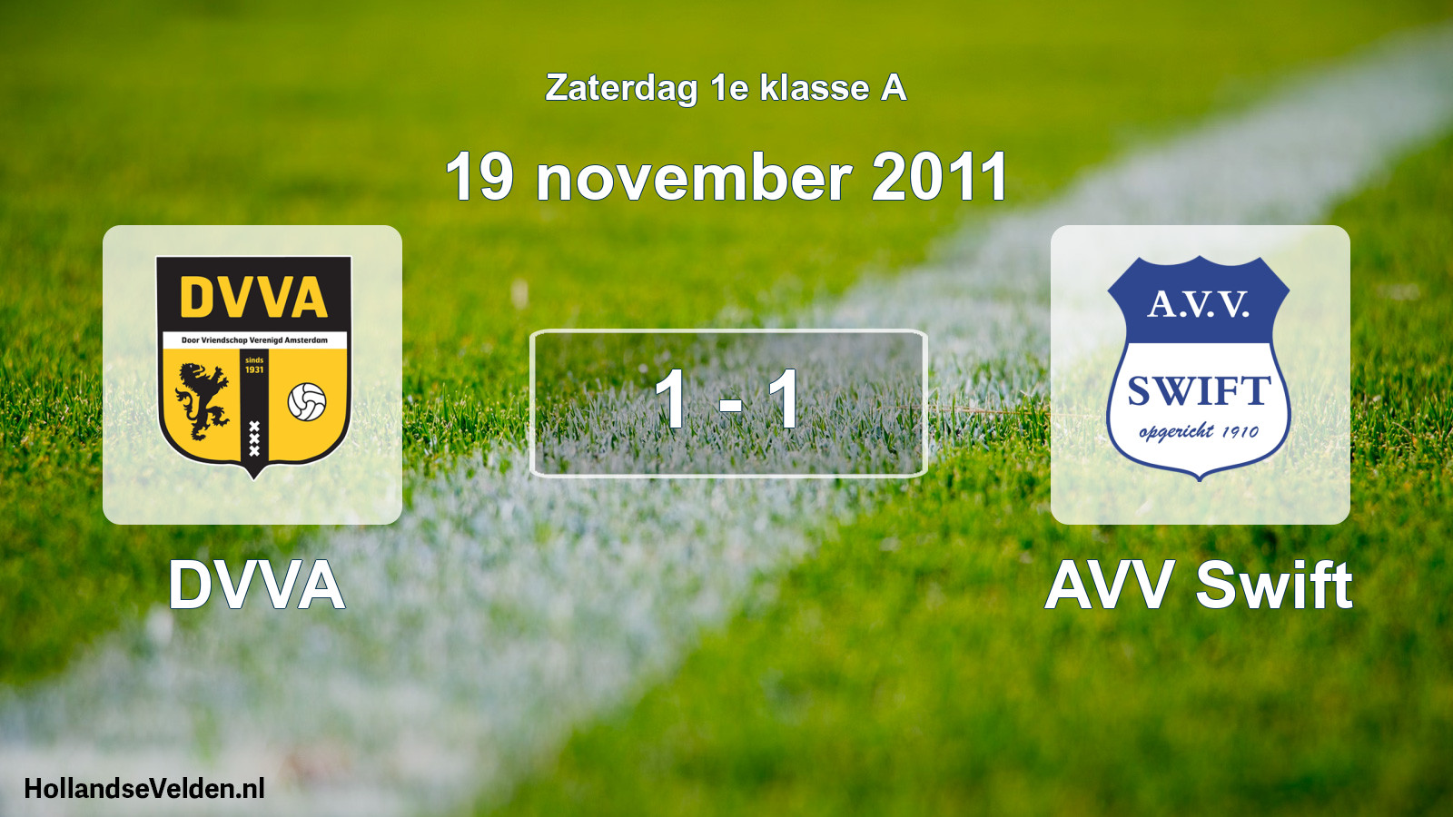 Gespeelde wedstrijd: DVVA - AVV Swift 1 - 1 (19 november 2011)