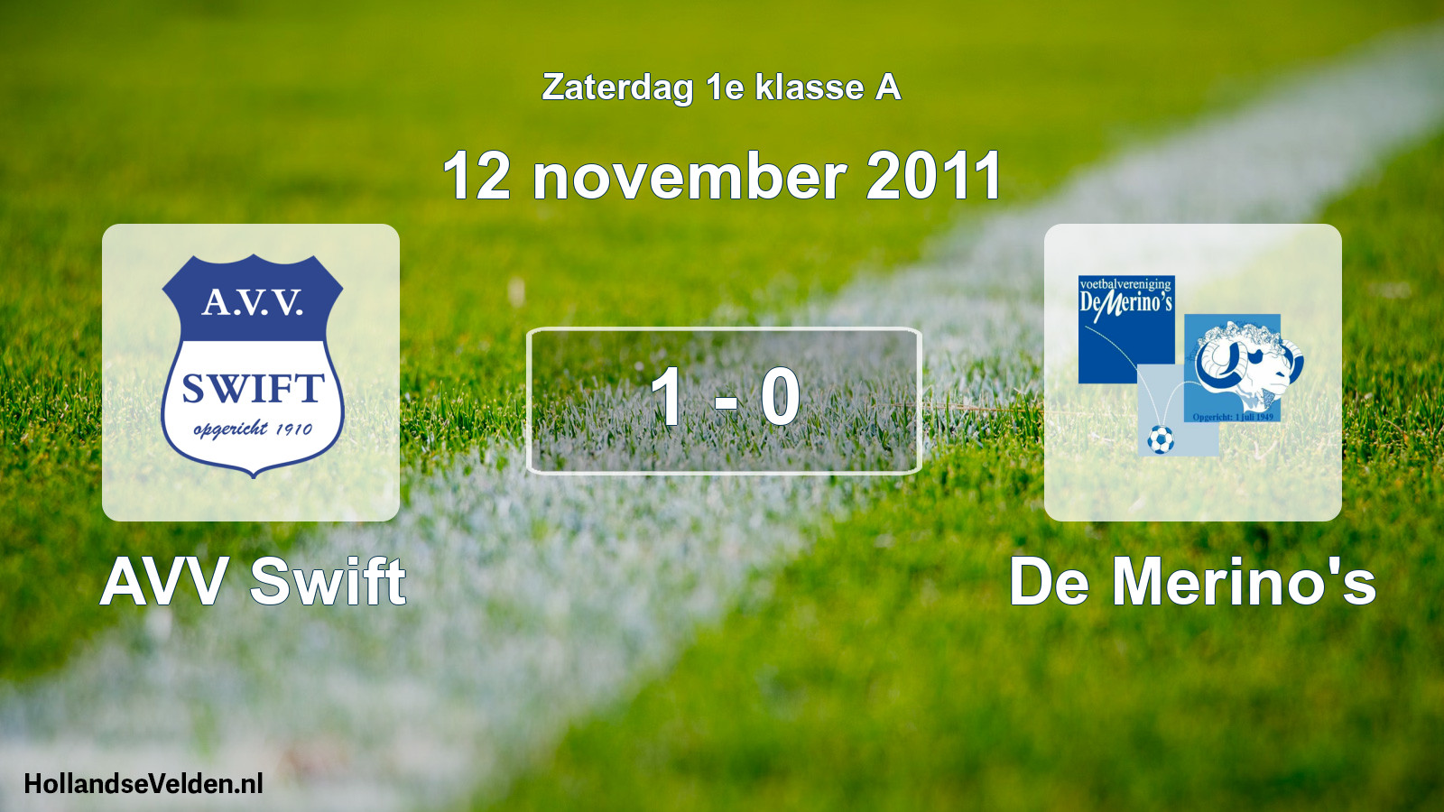 Gespeelde wedstrijd: AVV Swift - De Merino's 1 - 0 (12 november 2011)