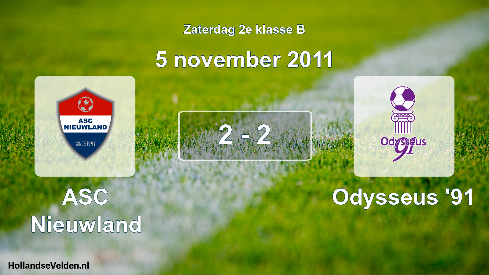 Gespeelde wedstrijd: ASC Nieuwland - Odysseus '91 2 - 2 (5 november 2011)