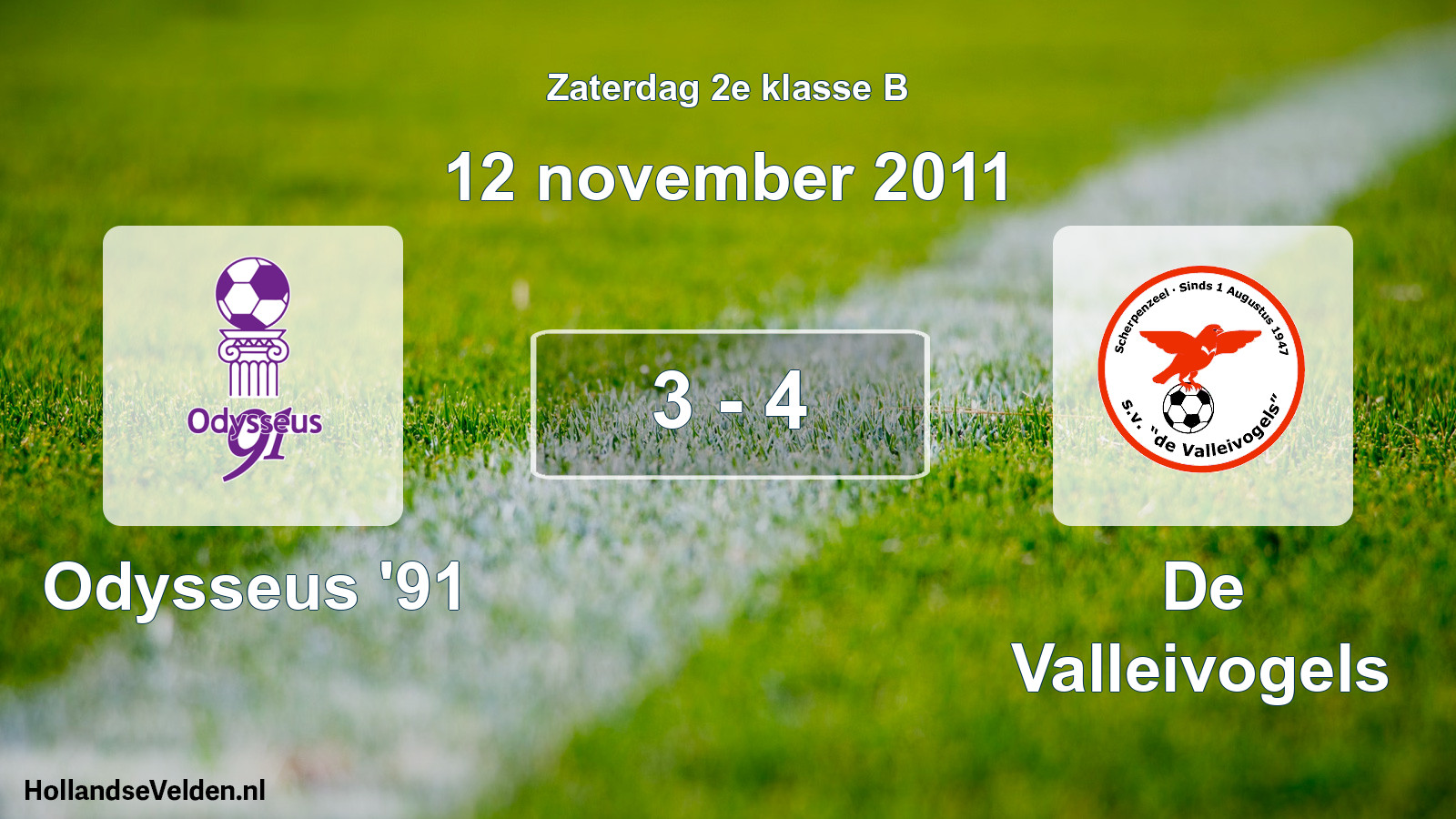 Gespeelde wedstrijd: Odysseus '91 - De Valleivogels 3 - 4 (12 november 2011)