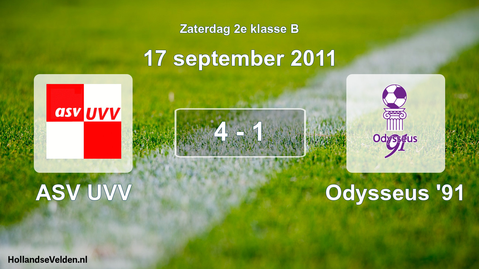 Gespeelde wedstrijd: ASV UVV - Odysseus '91 4 - 1 (17 september 2011)