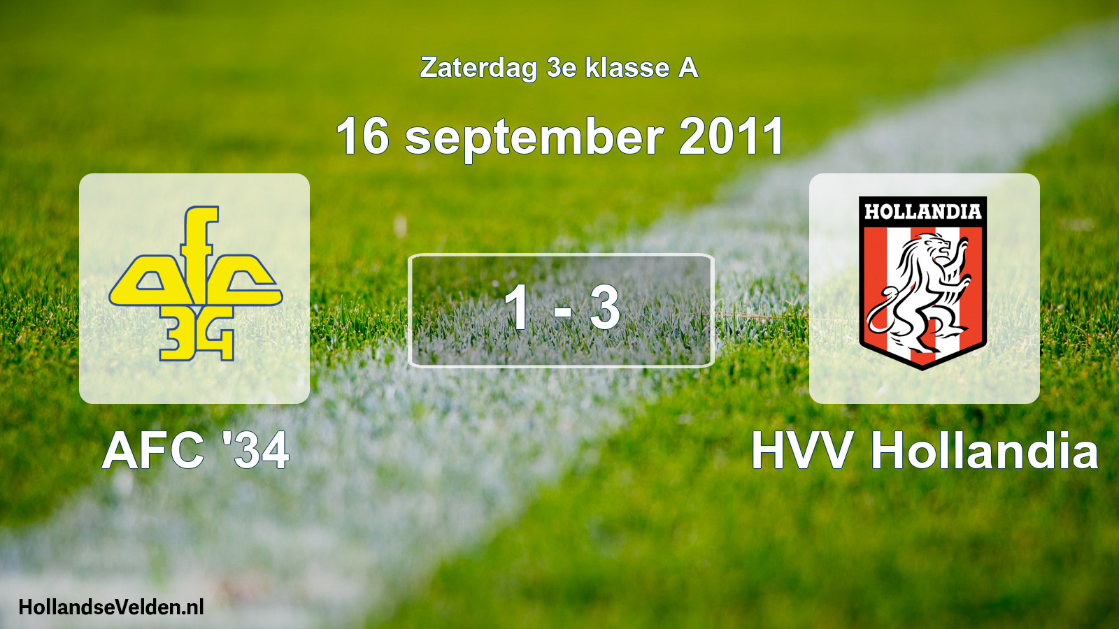 Gespeelde wedstrijd: AFC '34 - HVV Hollandia 1 - 3 (16 september 2011)