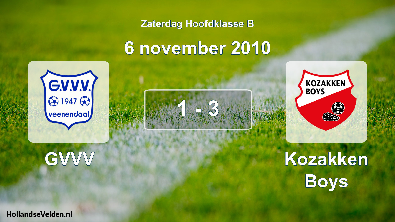 Gespeelde wedstrijd: GVVV - Kozakken Boys 1 - 3 (6 november 2010)