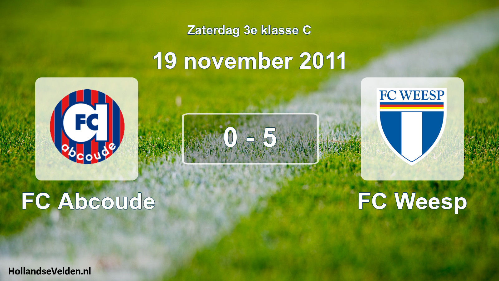Gespeelde wedstrijd: FC Abcoude - FC Weesp 0 - 5 (19 november 2011)