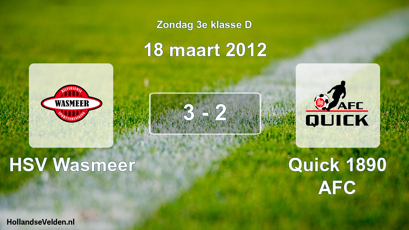 Gespeelde wedstrijd: HSV Wasmeer - Quick 1890 AFC 3 - 2 (18 maart 2012)