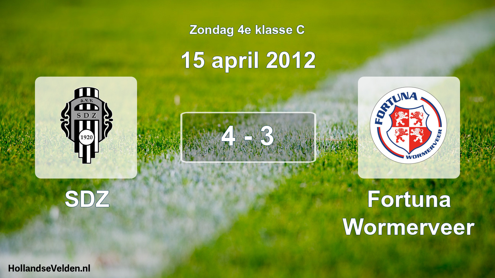 Gespeelde wedstrijd: SDZ - Fortuna Wormerveer 4 - 3 (15 april 2012)