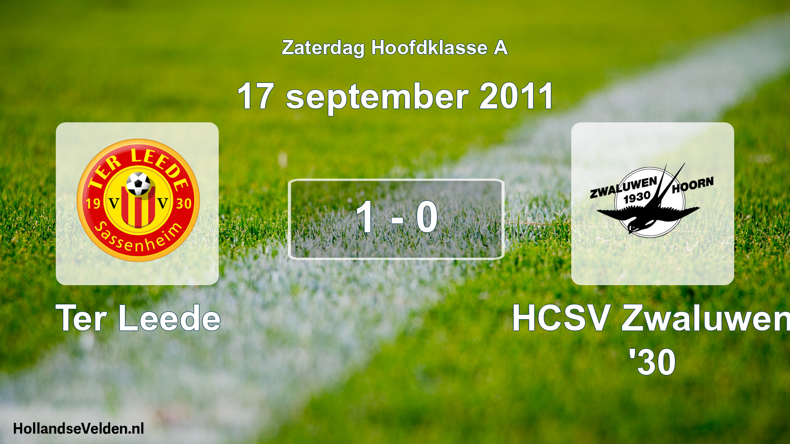 Gespeelde wedstrijd: Ter Leede - HCSV Zwaluwen '30 1 - 0 (17 september 2011)