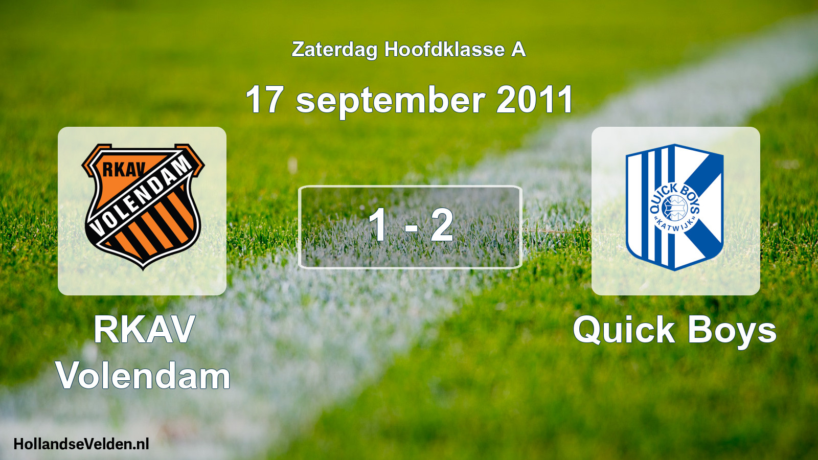 Gespeelde wedstrijd: RKAV Volendam - Quick Boys 1 - 2 (17 september 2011)