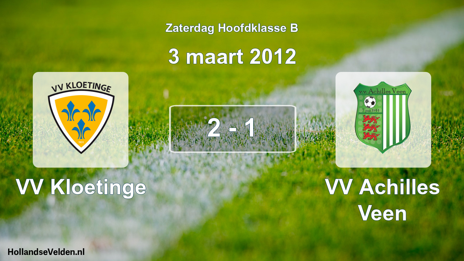 Gespeelde wedstrijd: VV Kloetinge - VV Achilles Veen 2 - 1 (3 maart 2012)