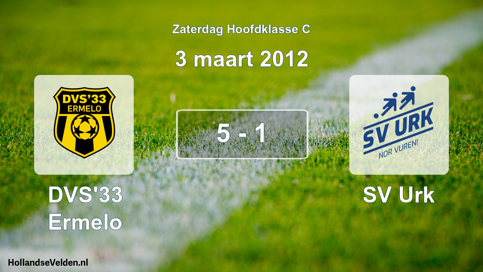 Gespeelde wedstrijd: DVS'33 Ermelo - SV Urk 5 - 1 (3 maart 2012)