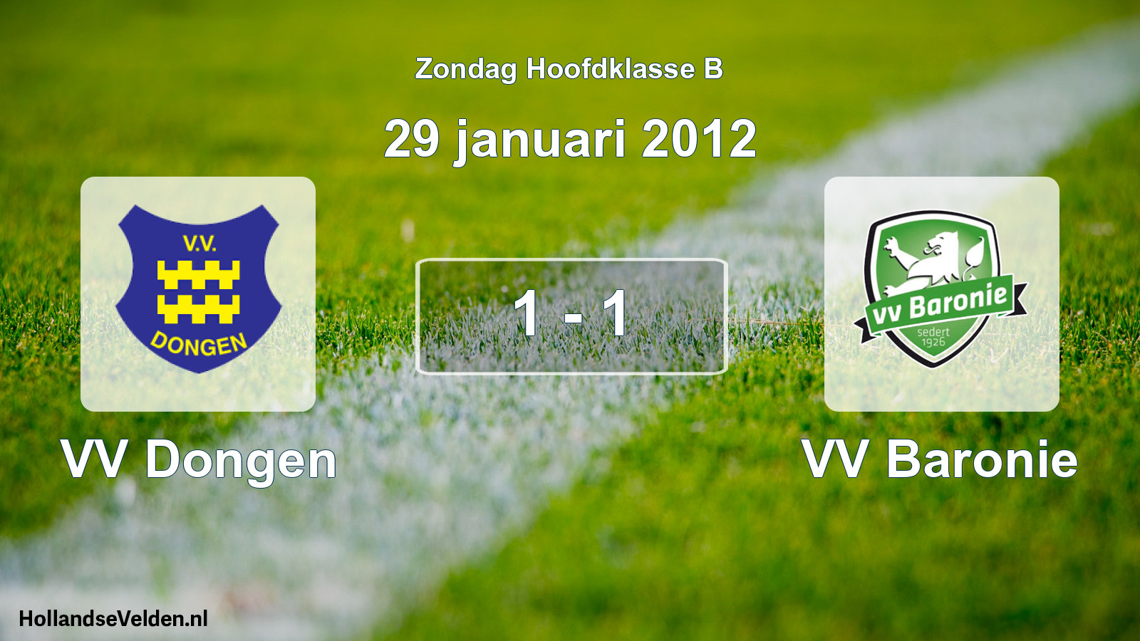 Gespeelde wedstrijd: VV Dongen - VV Baronie 1 - 1 (29 januari 2012)