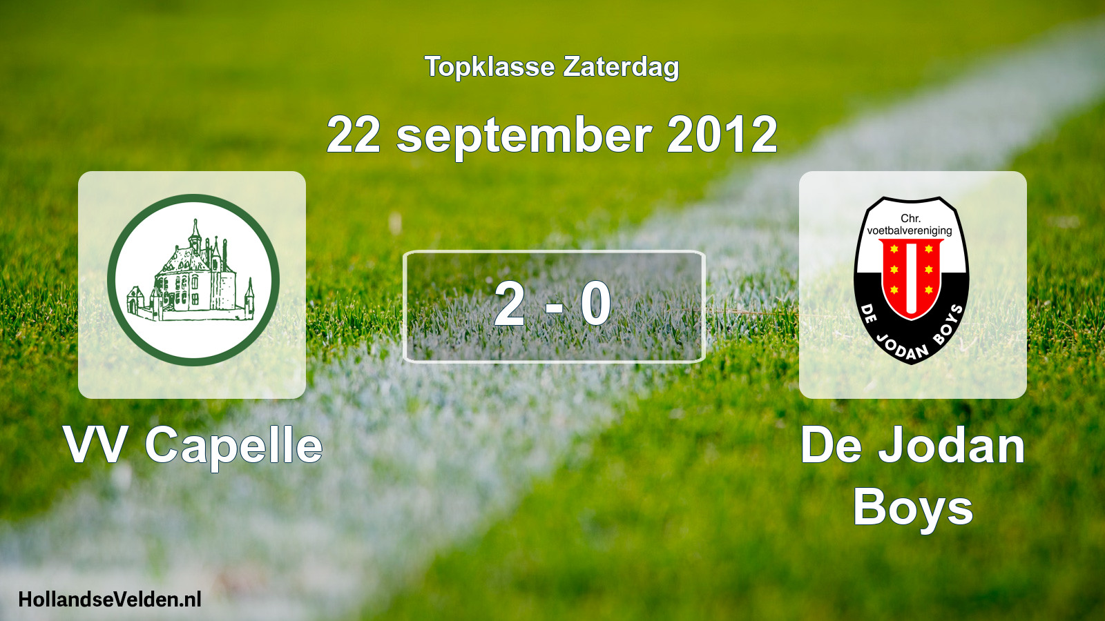Gespeelde wedstrijd: VV Capelle - De Jodan Boys 2 - 0 (22 september 2012)