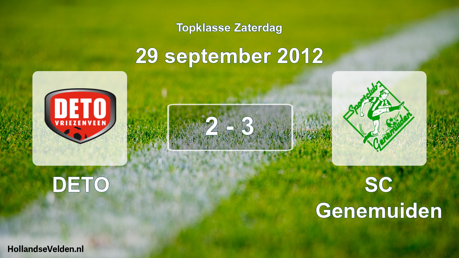 Gespeelde wedstrijd: DETO - SC Genemuiden 2 - 3 (29 september 2012)