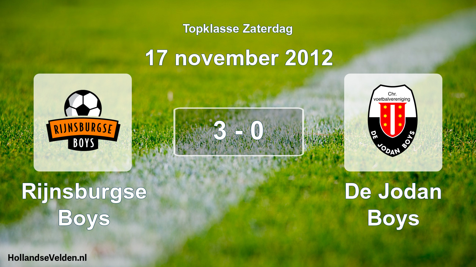 Gespeelde wedstrijd: Rijnsburgse Boys - De Jodan Boys 3 - 0 (17 november 2012)