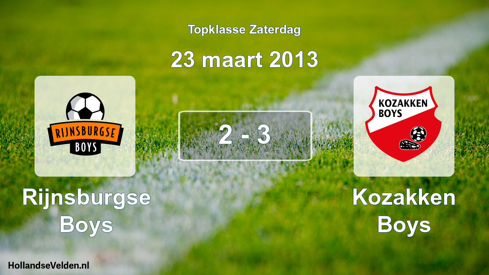 Gespeelde wedstrijd: Rijnsburgse Boys - Kozakken Boys 2 - 3 (23 maart 2013)