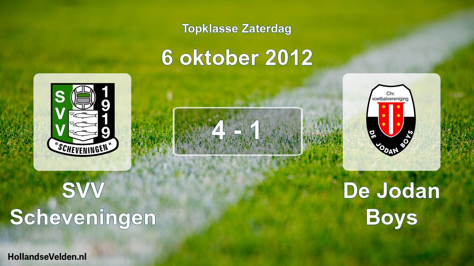 Gespeelde wedstrijd: SVV Scheveningen - De Jodan Boys 4 - 1 (6 oktober 2012)
