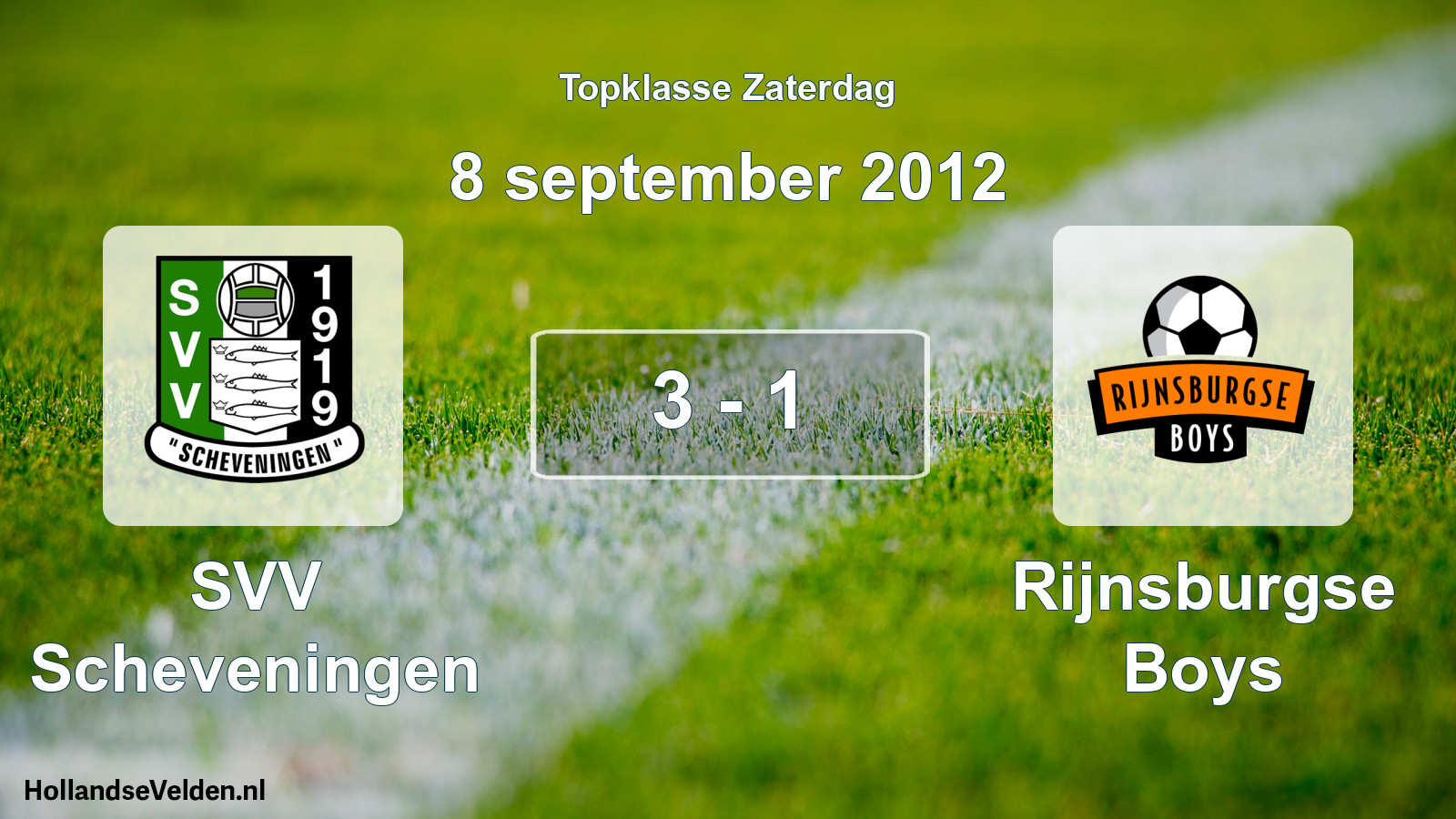 Gespeelde wedstrijd: SVV Scheveningen - Rijnsburgse Boys 3 - 1 (8 september 2012)