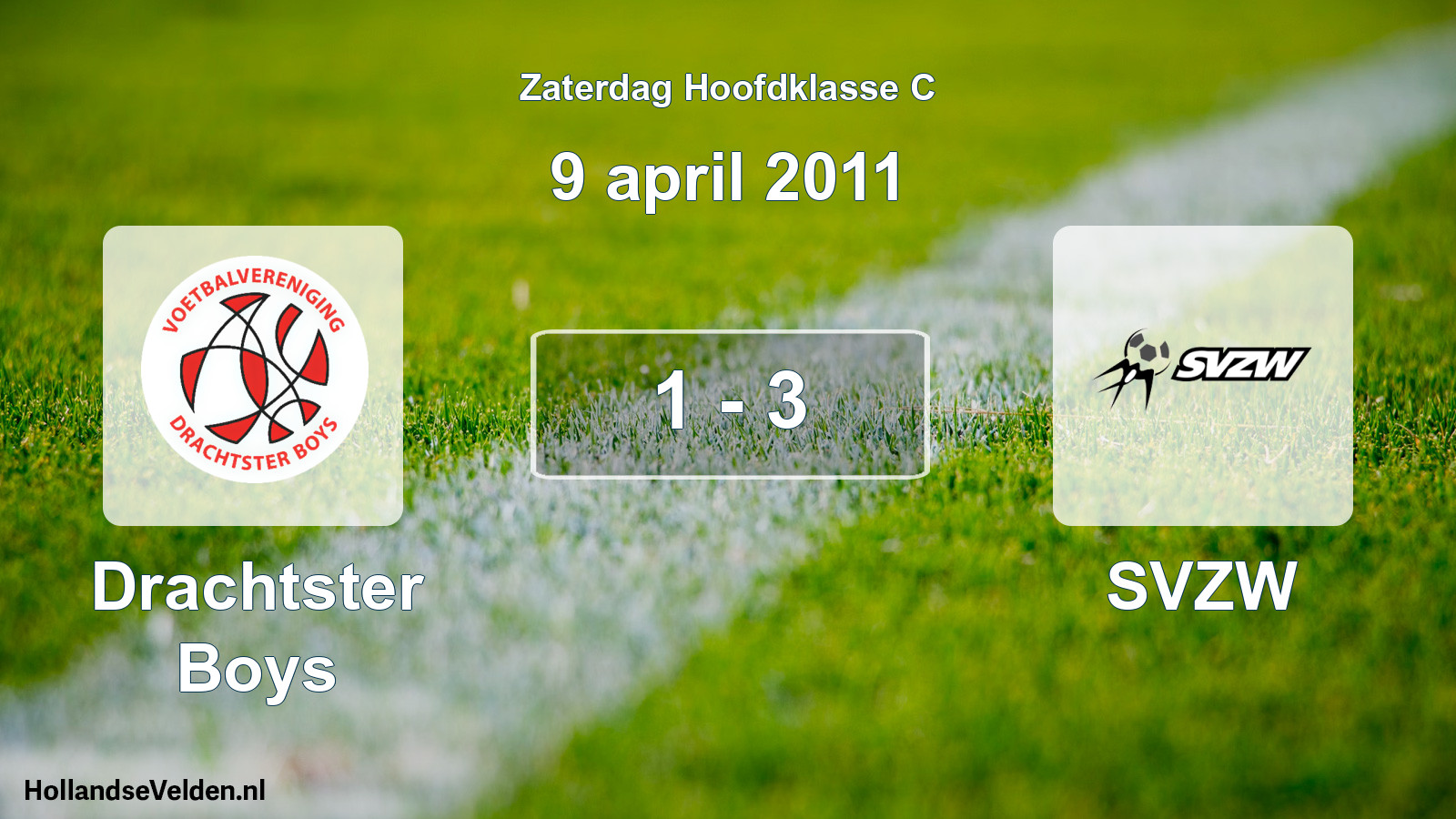 Gespeelde wedstrijd: Drachtster Boys - SVZW 1 - 3 (9 april 2011)