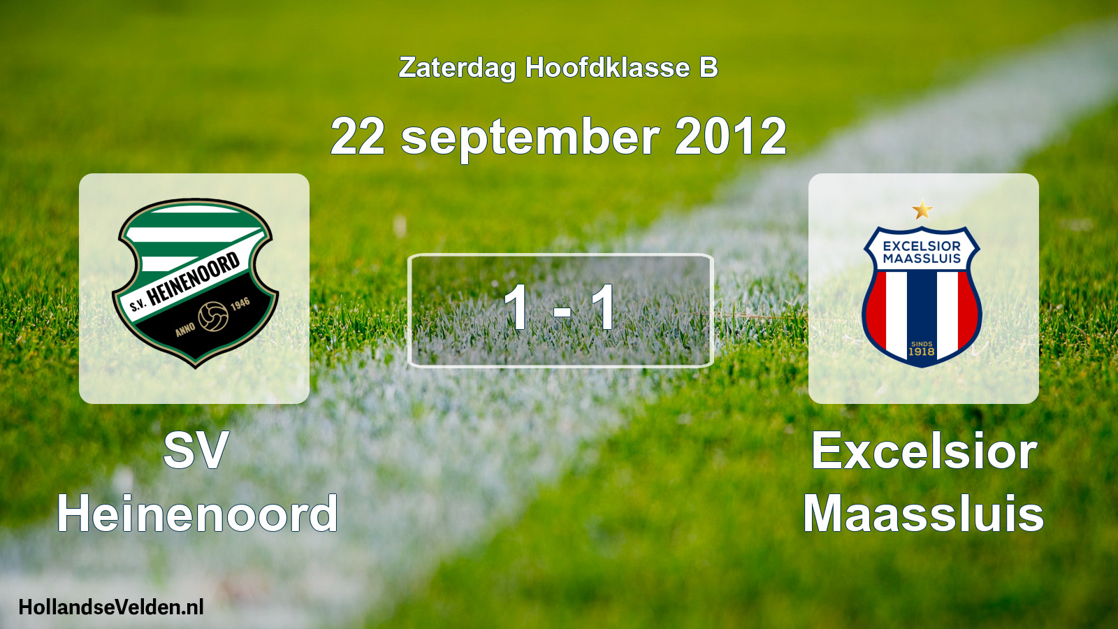 Gespeelde wedstrijd: SV Heinenoord - Excelsior Maassluis 1 - 1 (22 september 2012)