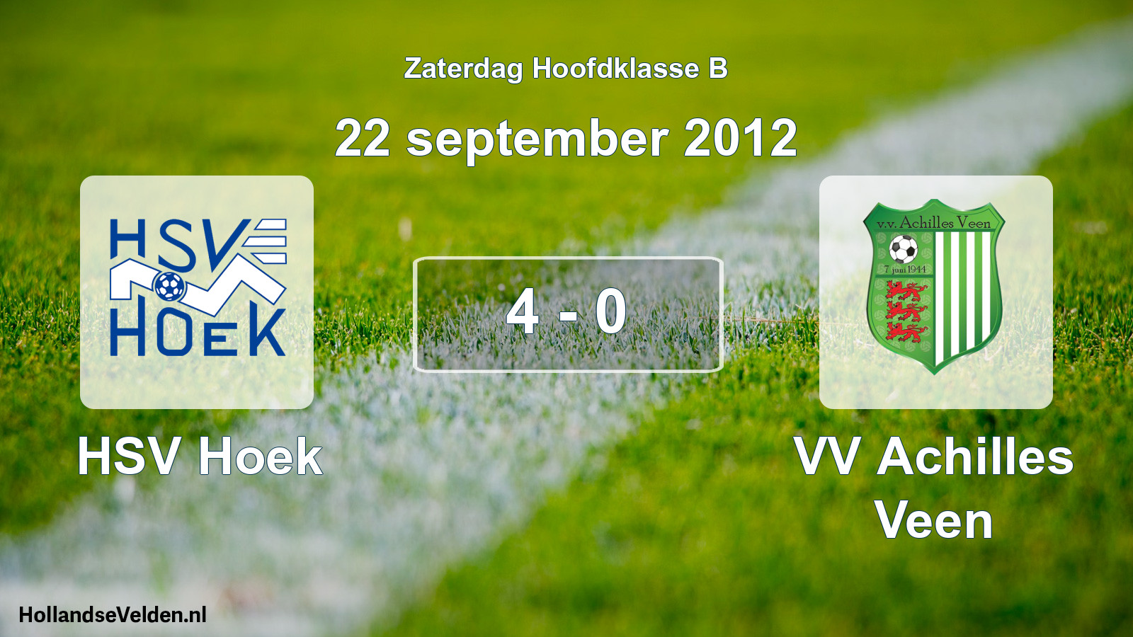 Gespeelde wedstrijd: HSV Hoek - VV Achilles Veen 4 - 0 (22 september 2012)
