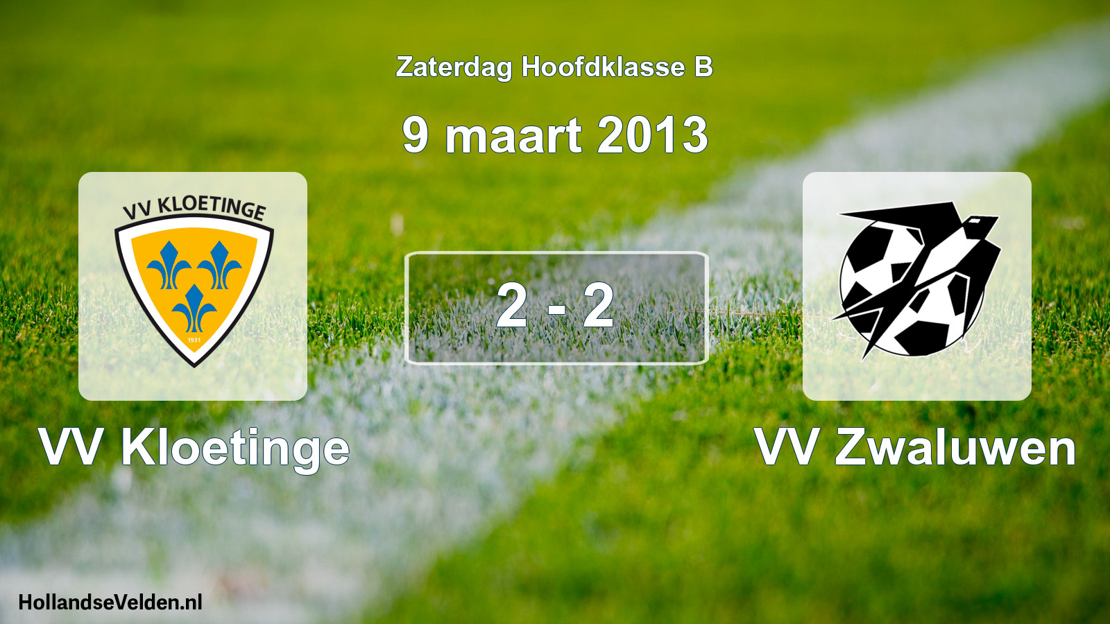 Gespeelde wedstrijd: VV Kloetinge - VV Zwaluwen 2 - 2 (9 maart 2013)