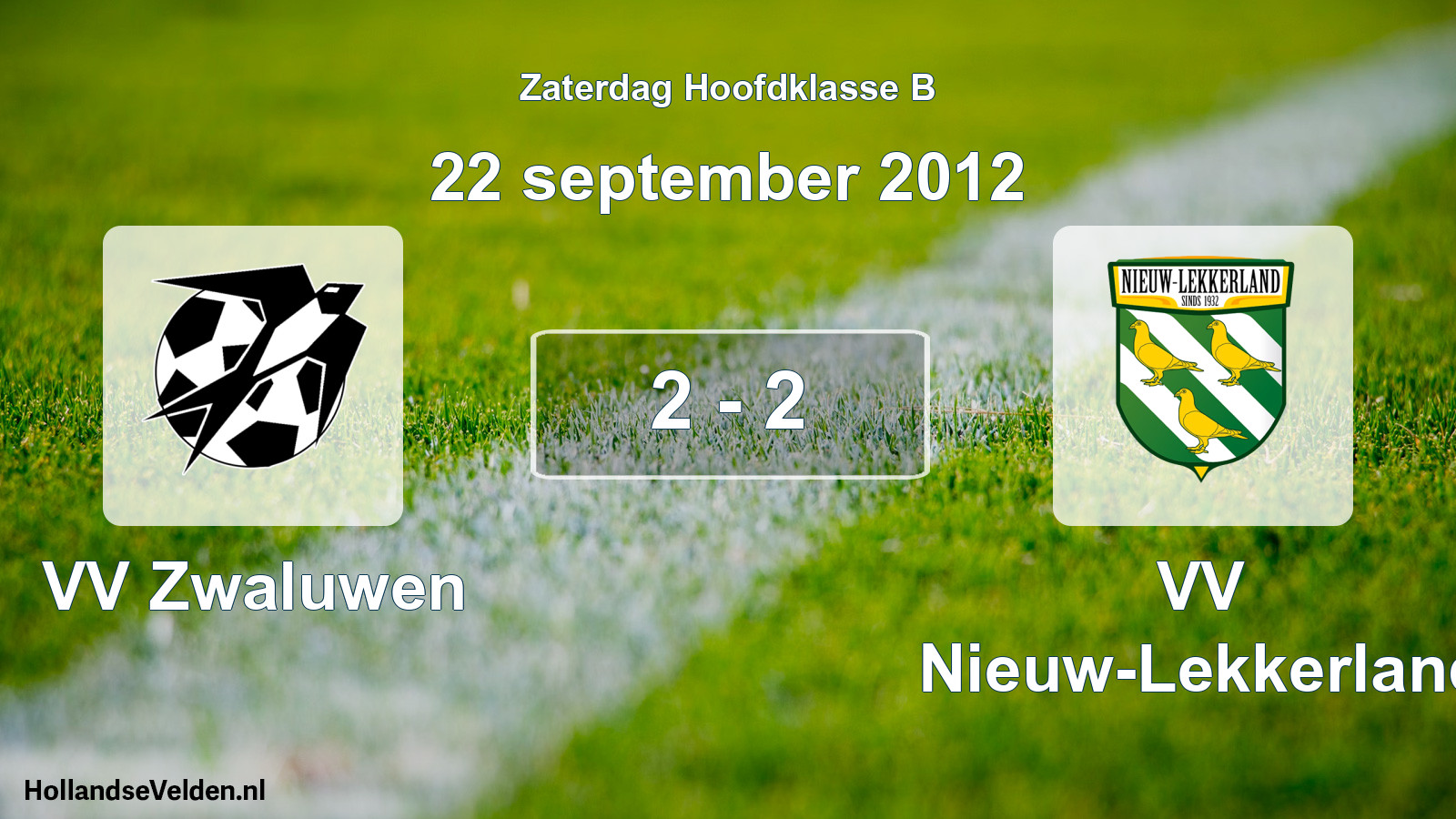 Gespeelde wedstrijd: VV Zwaluwen - VV Nieuw-Lekkerland 2 - 2 (22 september 2012)