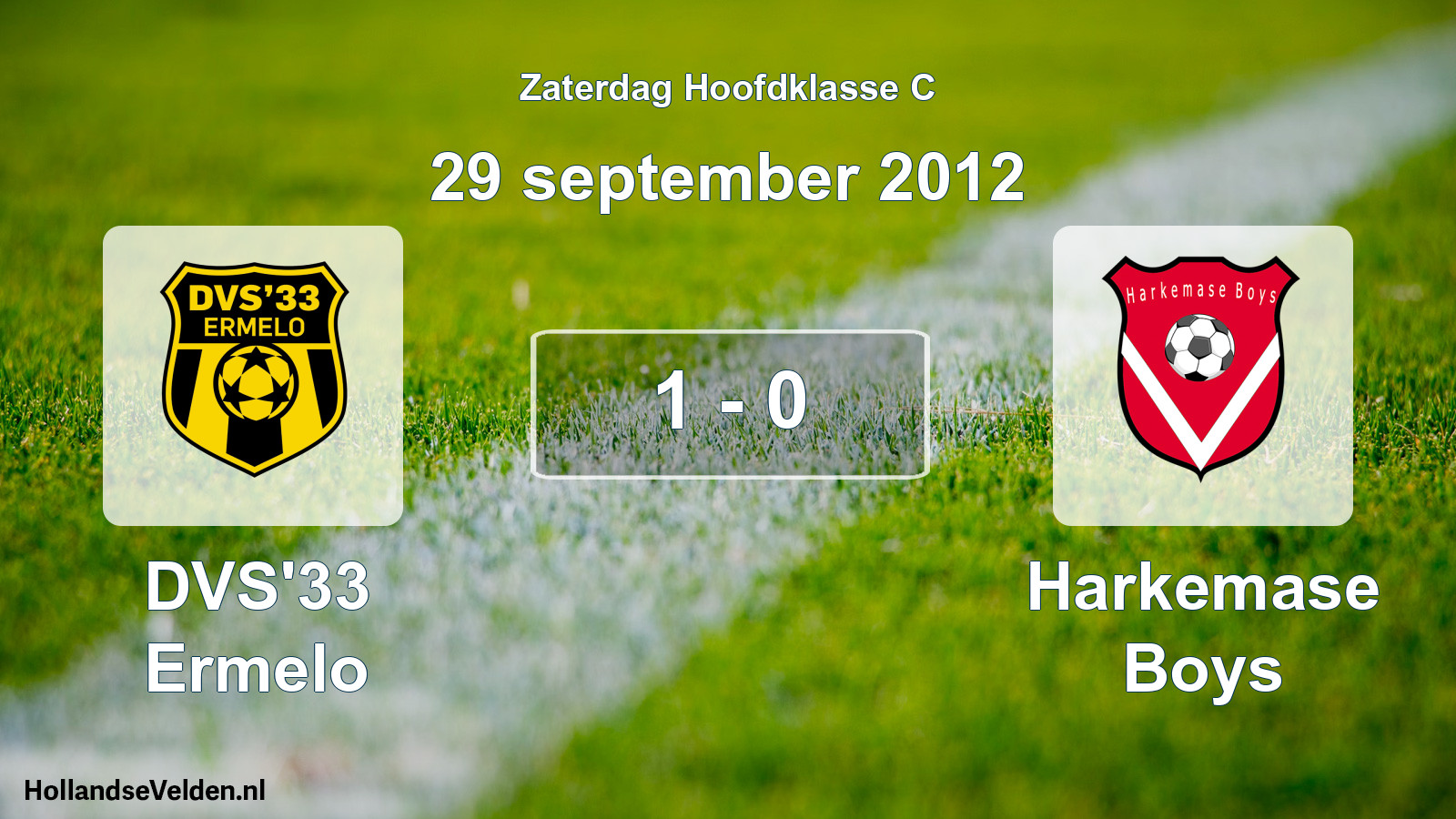 Gespeelde wedstrijd: DVS'33 Ermelo - Harkemase Boys 1 - 0 (29 september 2012)