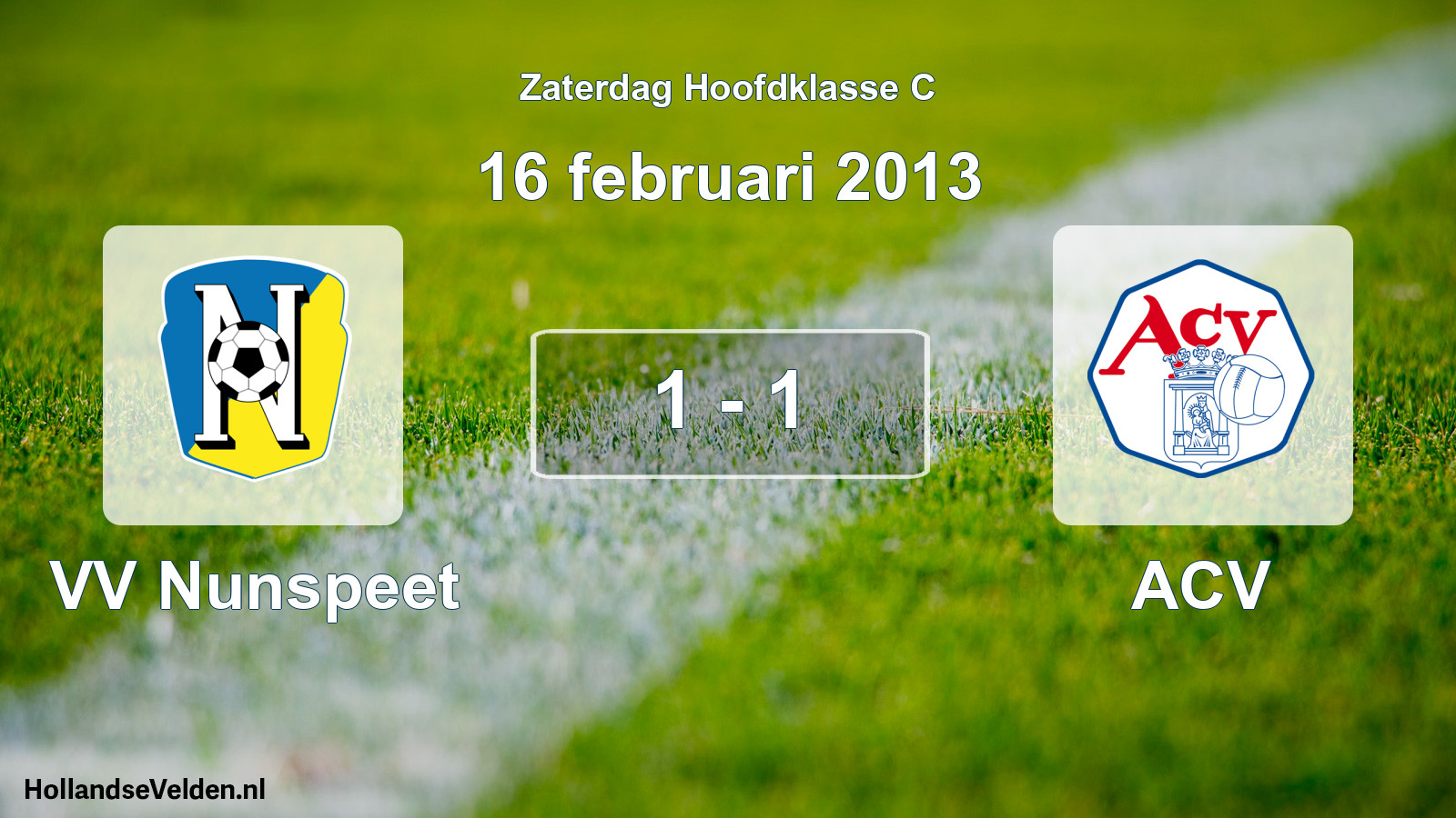 Gespeelde wedstrijd: VV Nunspeet - ACV 1 - 1 (16 februari 2013)