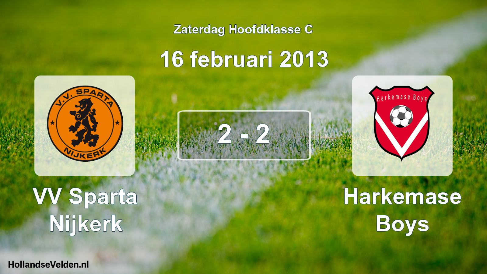 Gespeelde wedstrijd: VV Sparta Nijkerk - Harkemase Boys 2 - 2 (16 februari 2013)