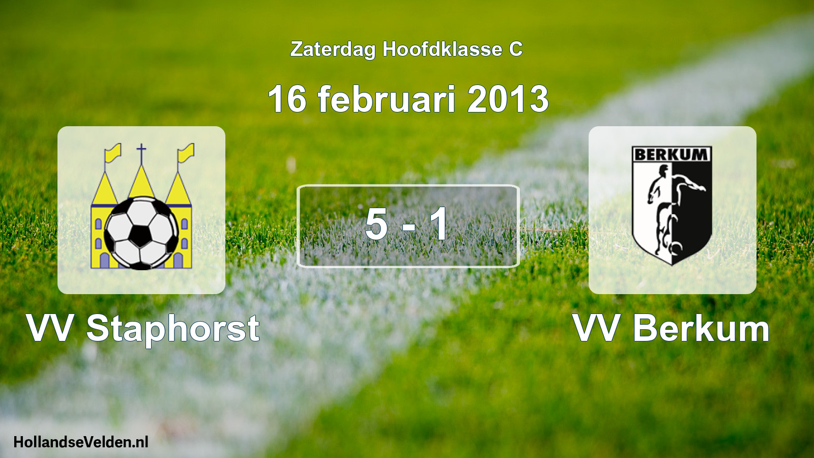 Gespeelde wedstrijd: VV Staphorst - VV Berkum 5 - 1 (16 februari 2013)