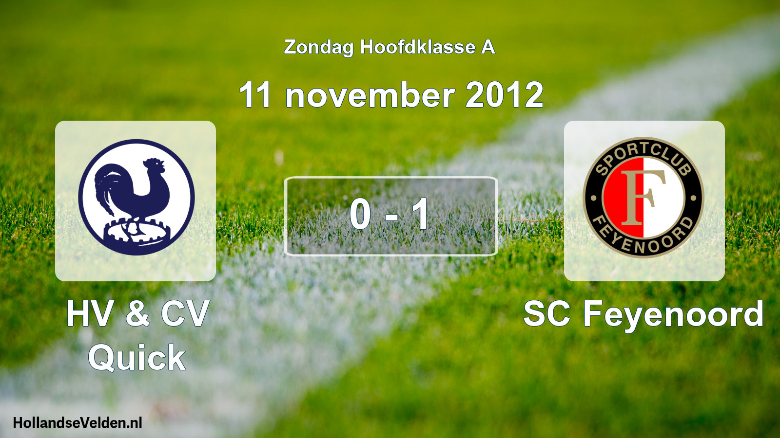 Gespeelde wedstrijd: HV & CV Quick - SC Feyenoord 0 - 1 (11 november 2012)