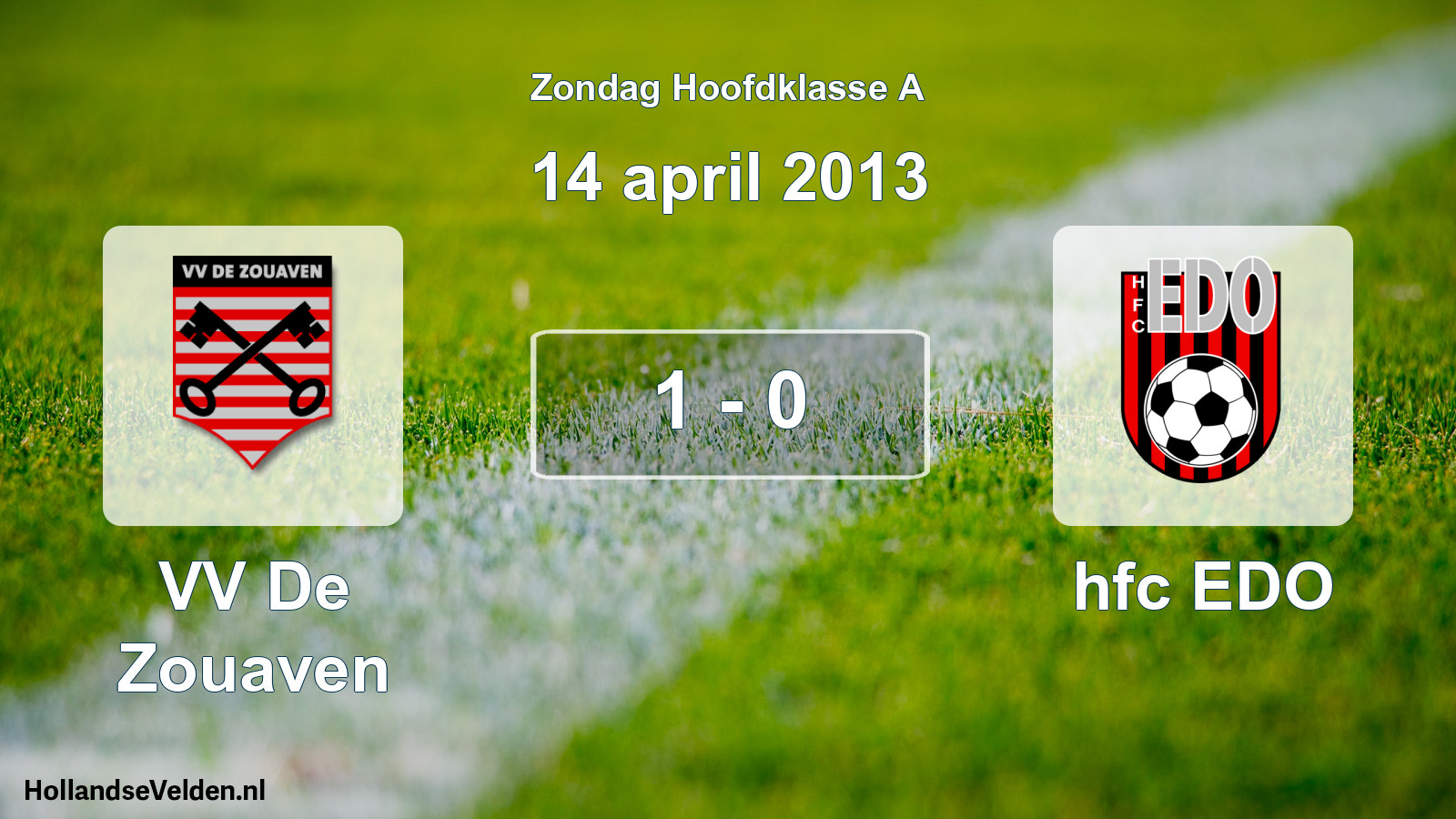 Gespeelde wedstrijd: VV De Zouaven - hfc EDO 1 - 0 (14 april 2013)