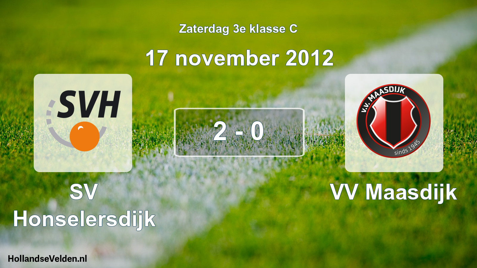 Gespeelde wedstrijd: SV Honselersdijk - VV Maasdijk 2 - 0 (17 november 2012)