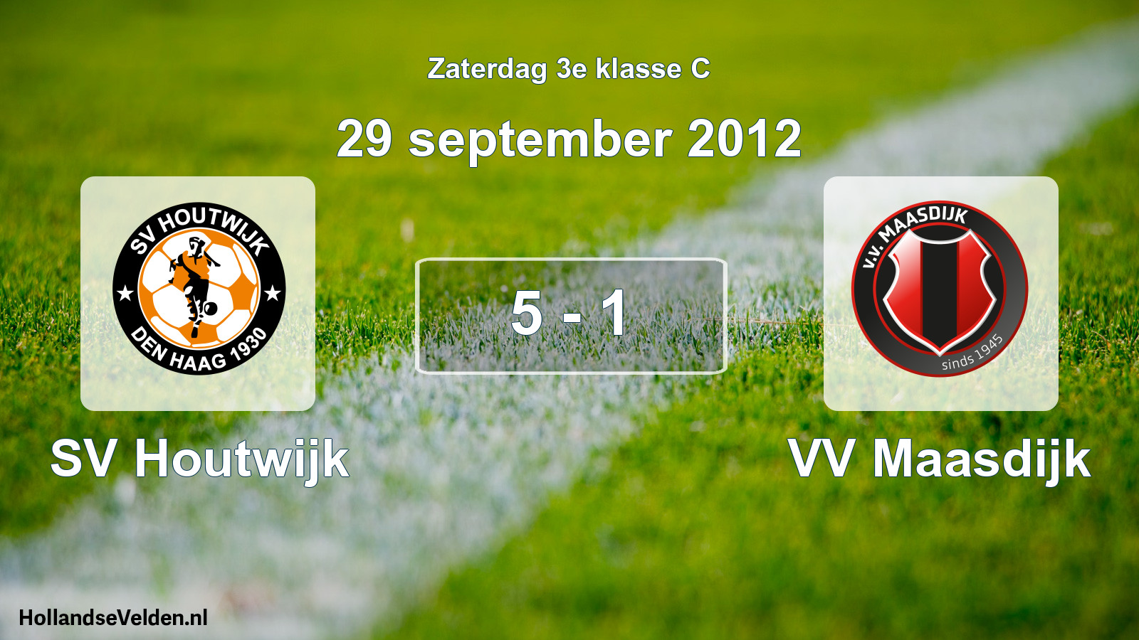 Gespeelde wedstrijd: SV Houtwijk - VV Maasdijk 5 - 1 (29 september 2012)