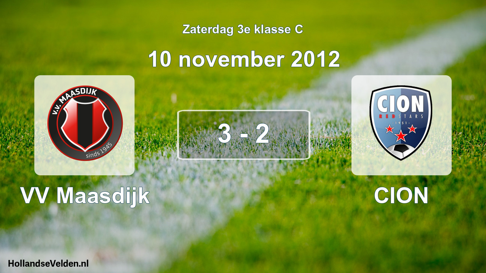Gespeelde wedstrijd: VV Maasdijk - CION 3 - 2 (10 november 2012)