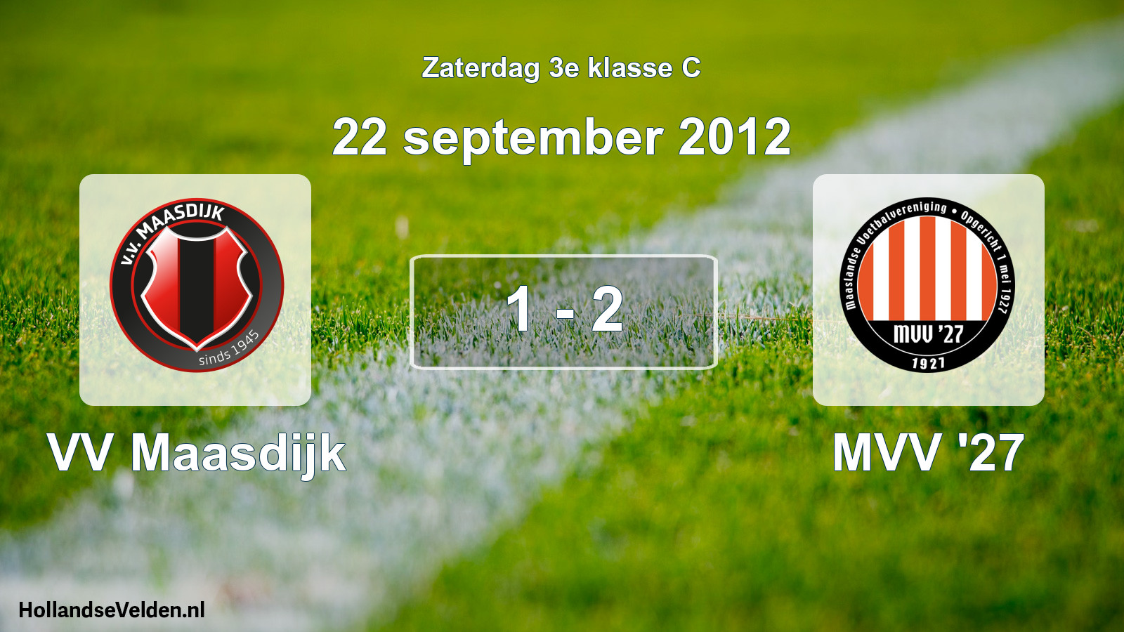 Gespeelde wedstrijd: VV Maasdijk - MVV '27 1 - 2 (22 september 2012)