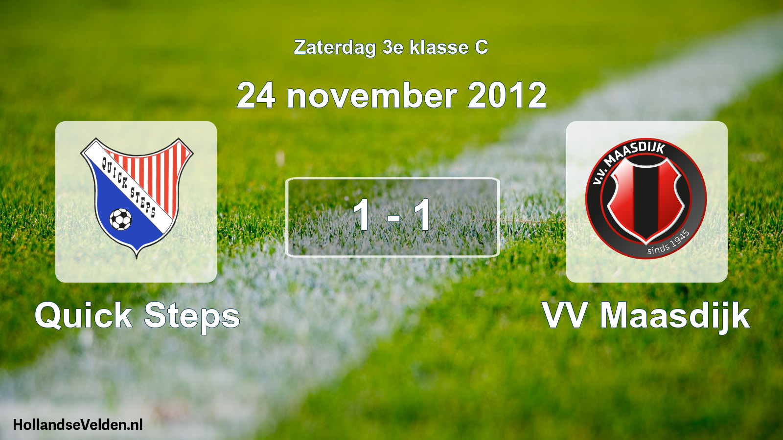 Gespeelde wedstrijd: Quick Steps - VV Maasdijk 1 - 1 (24 november 2012)