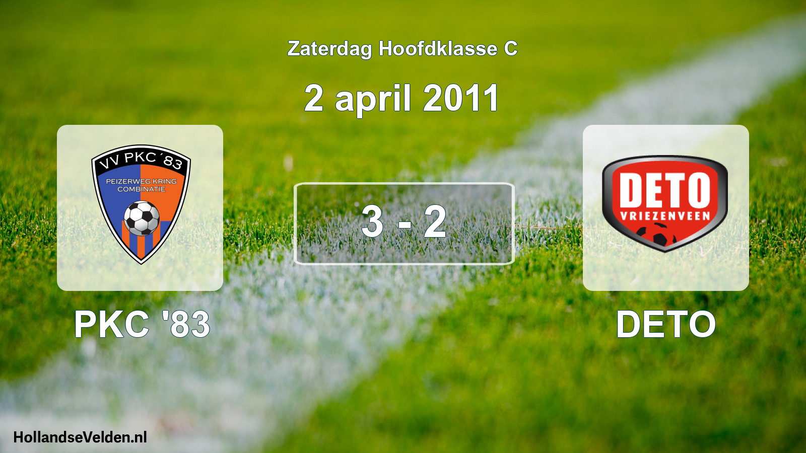 Gespeelde wedstrijd: PKC '83 - DETO 3 - 2 (2 april 2011)