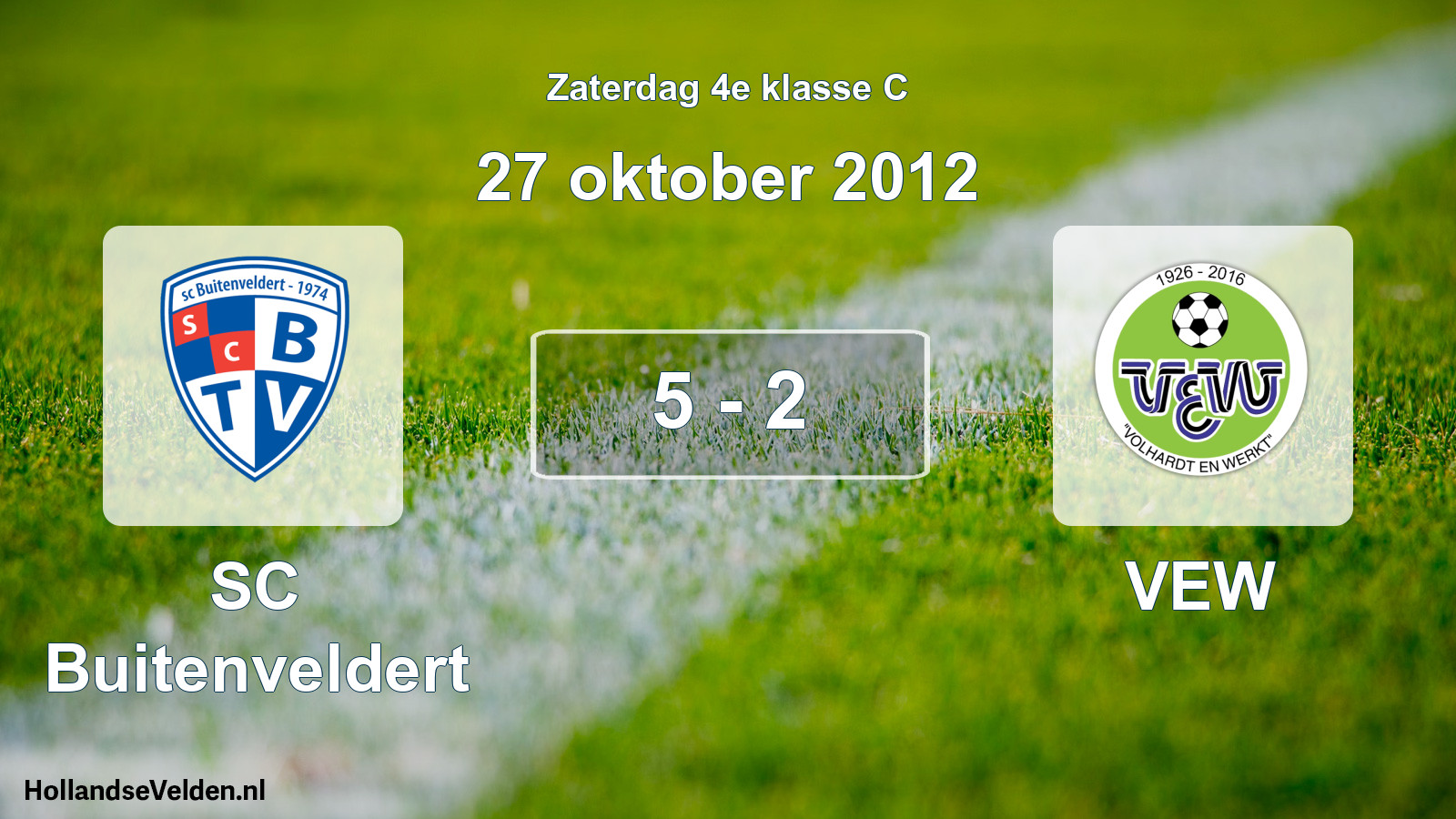 Gespeelde wedstrijd: SC Buitenveldert - VEW 5 - 2 (27 oktober 2012)