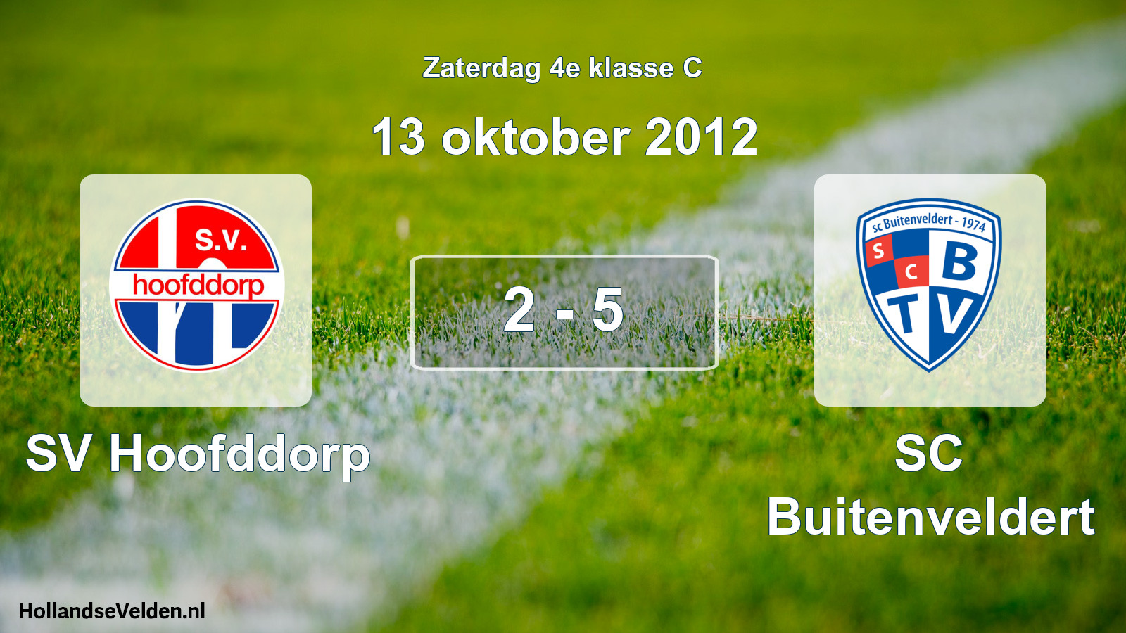 Gespeelde wedstrijd: SV Hoofddorp - SC Buitenveldert 2 - 5 (13 oktober 2012)