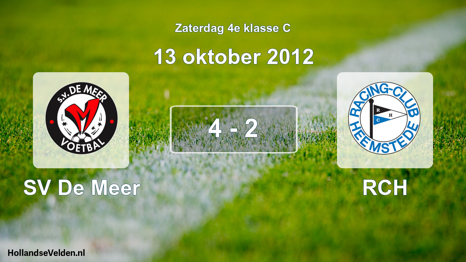 Gespeelde wedstrijd: SV De Meer - RCH 4 - 2 (13 oktober 2012)